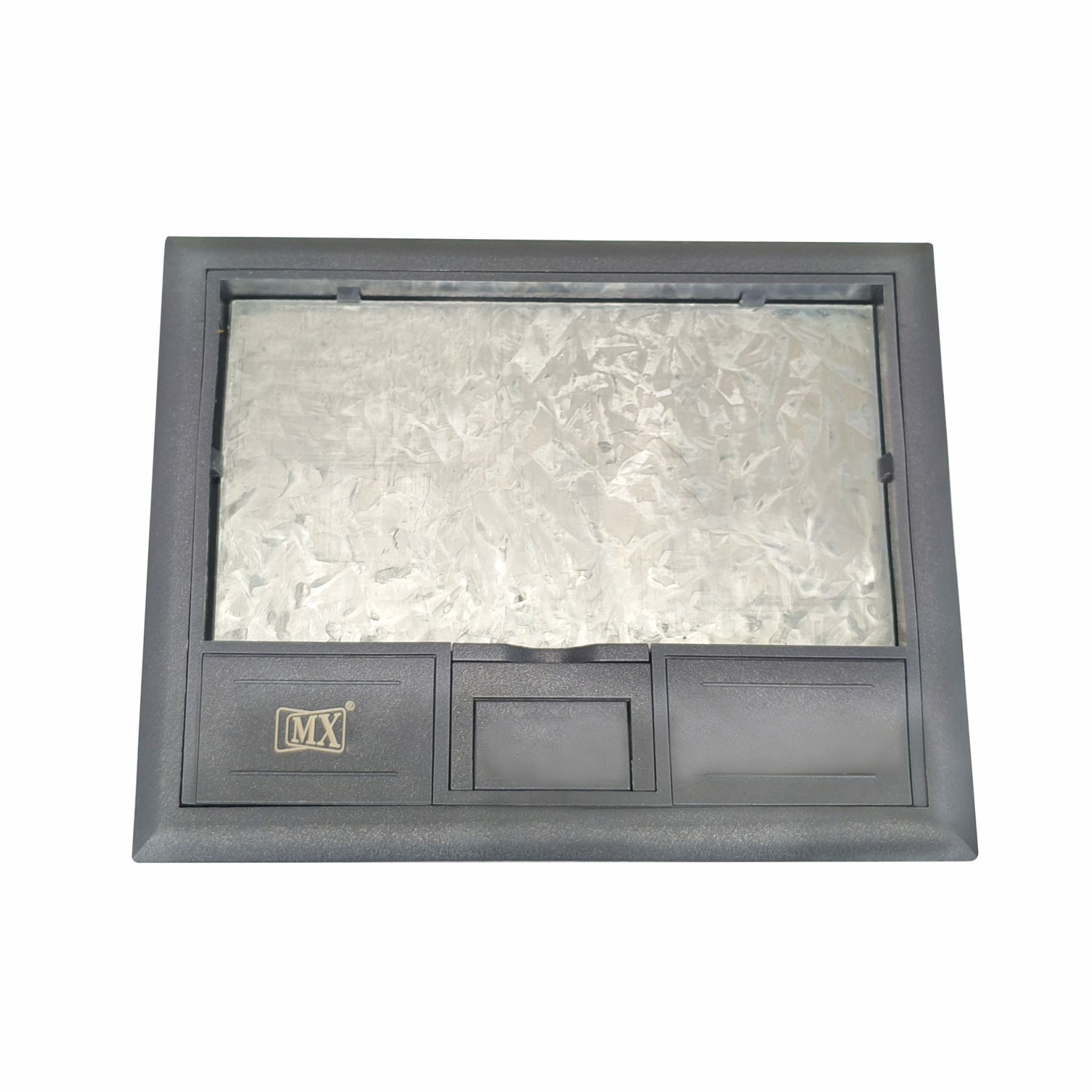 Recess Lid 8-Module Plastic & Stainless Steel Floor Box with Galvanized Insert Plate (45 Series)