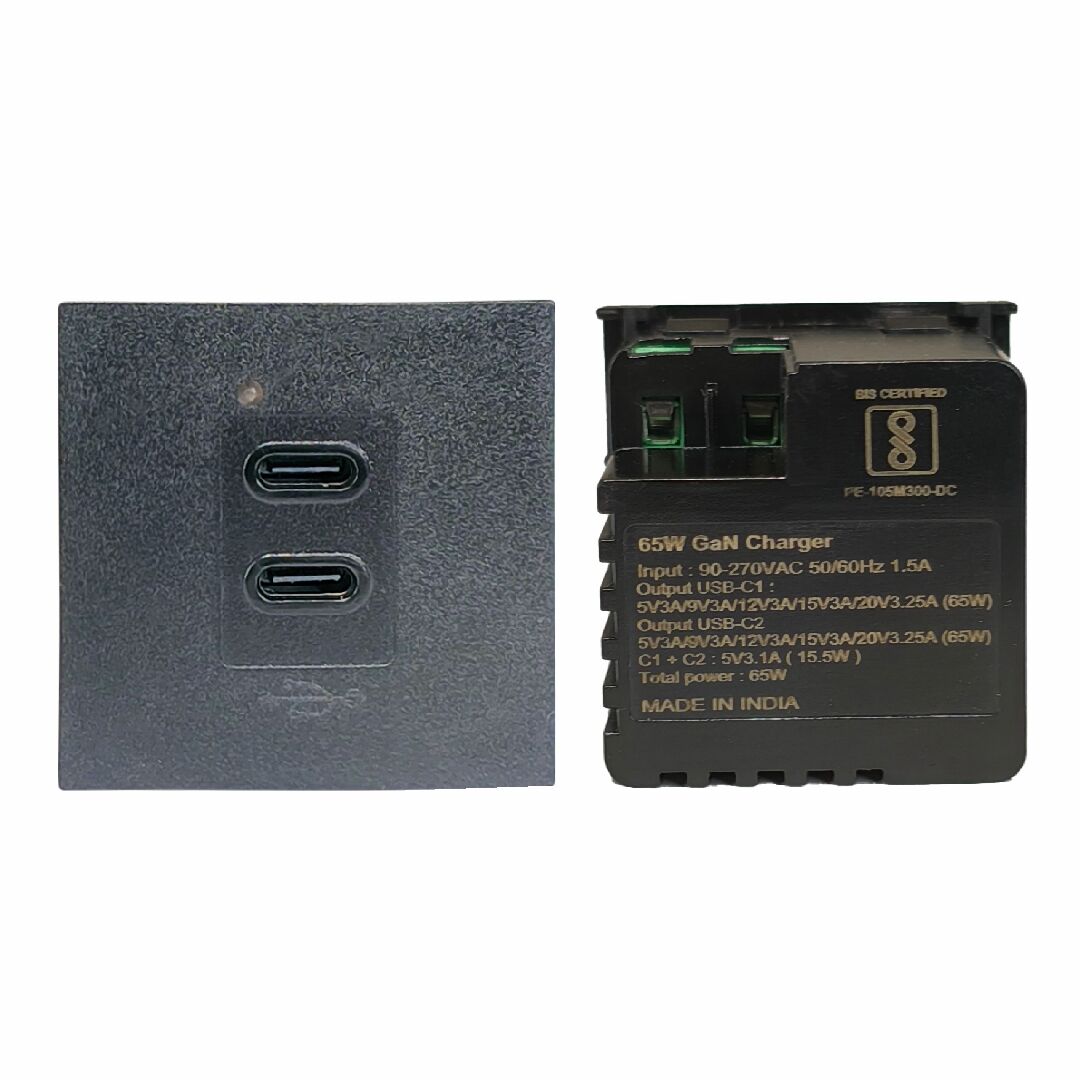 MX 7266 – USB C+C 35W PD GaN Charger – High Power 45x45mm Modular Charging Socket