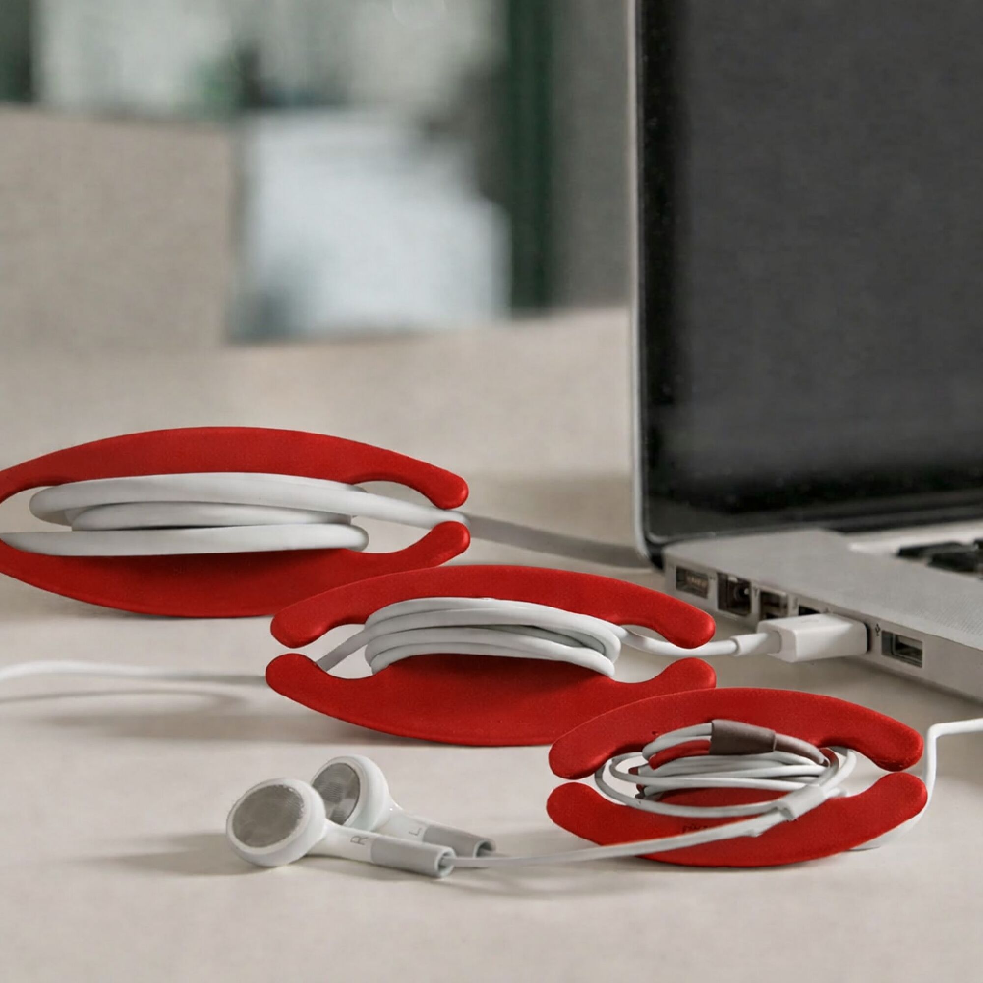 MX Cord Wrap Organizer 3 Pack – Small, Medium & Large Cable Holders, Desk Cable Management Cable Organizer for Chargers, Earbuds, USB Cables, Laptop Power Cords, Travel & Desk Cord Management(Red)