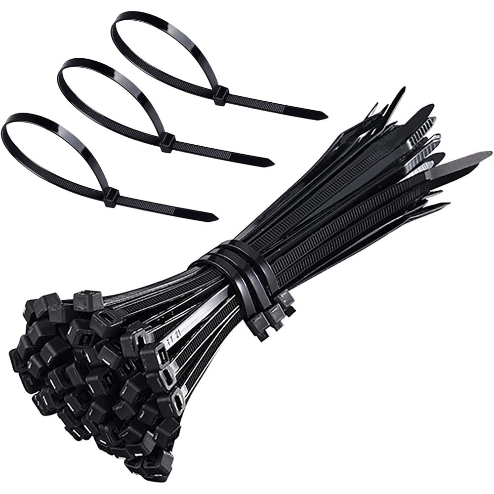 MX Teeth Grip Nylon Self Locking Cable Ties, Black (100 mm x 2.5 mm, 4 inch, Pack of 100) – Heavy Duty Strong Zip Wire Fastener Organizer Tie