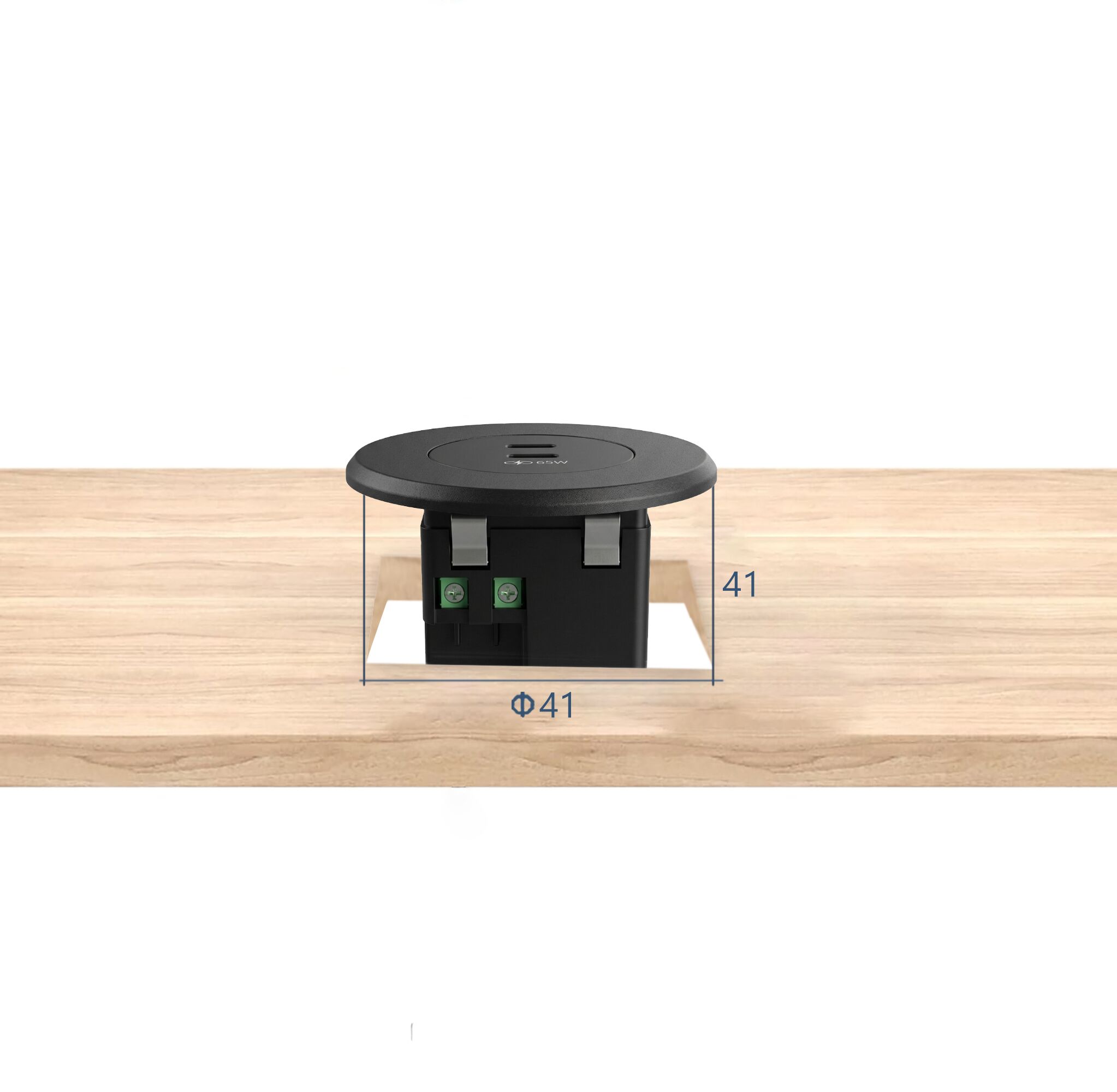 MX Classic Slim In-Desk USB-C + C Fast Charger 35W | 45W | 65W | Flush Mount | 70mm Cap / 41x41mm Cutout