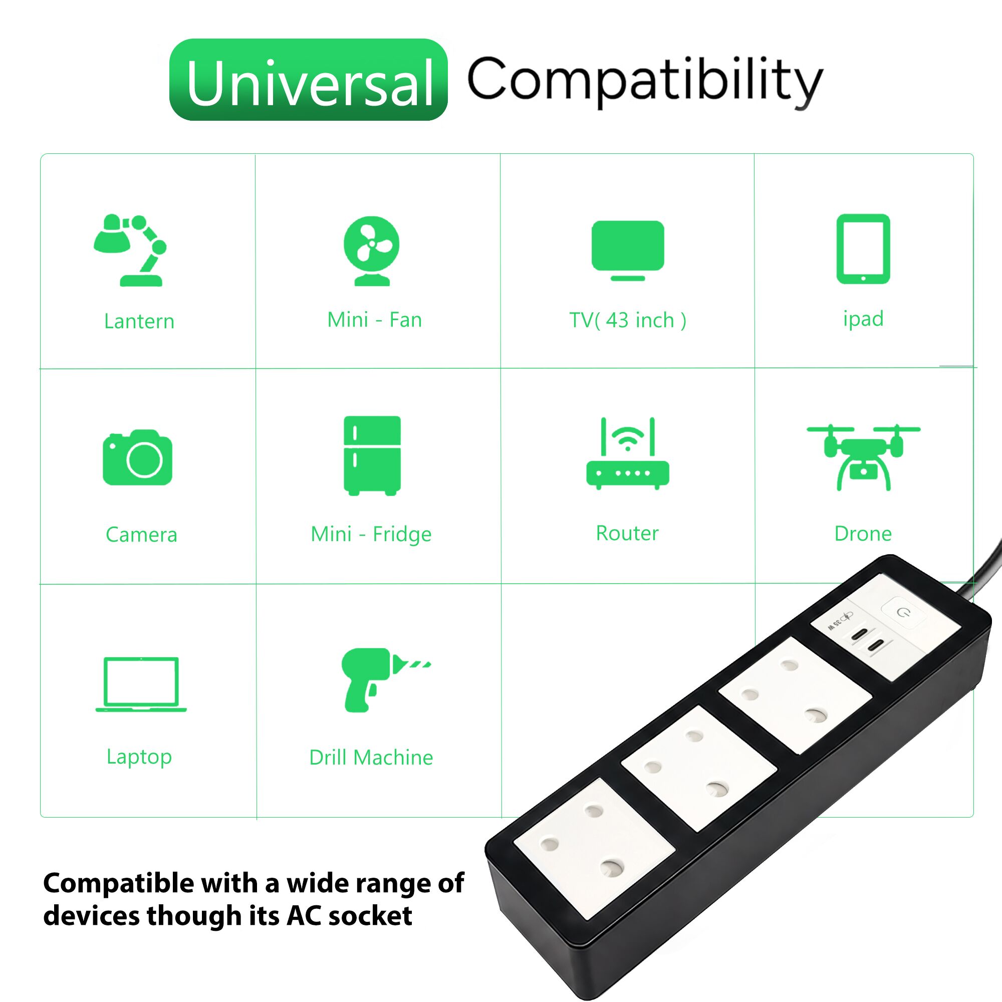 MX Power Strip with Indian Standard 3-Pin Socket 16 Amp & Flush Switch | 35W USB C+C Fast Charging | ISI Marked Cord